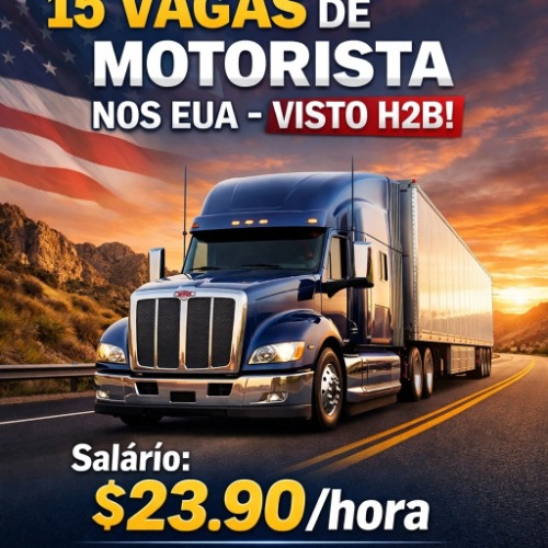   15 Vagas de Motorista de Caminhão nos EUA com o visto H2-B  Salário mínimo R$ 19.200 ,00    Sua Jornada para o Sonho Americano Começa Aqui! Você é um motorista de caminhão experiente, com paixão pela estrada e o desejo de construir um futuro promissor? Temos uma oportunidade imperdível para você nos Estados Unidos! Estamos buscando 15 motoristas qualificados para integrar nossa equipe, com a segurança e o suporte do Visto H-2B.  Imagine-se dirigindo pelas vastas e icônicas rodovias americanas, com um salário competitivo de $23.90 por hora e a chance de vivenciar uma nova cultura e um novo estilo de vida. Oferecemos um ambiente de trabalho profissional, com foco na segurança e no bem-estar dos nossos colaboradores.   ✅ Vantagens do Visto H2-B O visto H2-B é uma excelente porta de entrada para trabalhar legalmente nos EUA, oferecendo:  • Contrato formal com empresa americana • Salário em dólar e possibilidade de horas extras • Processo seguro e regulamentado pelo governo dos EUA • Possibilidade de retorno em novas temporadas (renovações) • Experiência internacional valorizada no currículo   🌎 Qualidade de Vida na Região de Ohio A região de Ohio é uma das mais estratégicas para motoristas nos EUA:  • Custo de vida mais acessível comparado a outros estados • Localização central — ideal para rotas logísticas importantes • Cidades organizadas, seguras e com ótima infraestrutura • Forte demanda por transporte, garantindo estabilidade de trabalho • Excelente equilíbrio entre trabalho e qualidade de vida   🏆 Sobre a Agência MTV Intercâmbios Profissionais Com 36 anos de experiência, a MTV Intercâmbios Profissionais é referência no recrutamento internacional de brasileiros. Ao longo dessas décadas, já ajudou milhares de profissionais a conquistarem oportunidades no exterior com segurança, transparência e suporte completo em todas as etapas — desde a seleção até a chegada ao destino.   🚛 O que buscamos: • Motoristas com no mínimo 12 meses de experiência • Carteira de motorista comercial válida com habilitação para reboque duplo • Disponibilidade para trabalhar em turnos rotativos, fins de semana e feriados • Comprometimento com a segurança e excelência no transporte • Inglês nível avançado ( ideal para nossos motoristas que já estão na Europa )   Esta é a sua chance de dar um salto na sua carreira e viver o sonho americano com estrutura, apoio e segurança.   📩 Envie seu currículo e comece agora sua nova jornada!  🌐 Site: www.EUA10.com.br 📲 WhatsApp: ZAP 11 9 4858 2000   Seu futuro sobre rodas te espera na América! 🇺🇸🚛